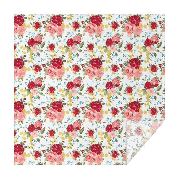 Pioneer Flower Floral Print Pattern Square Tablecloth,Waterproof Square Table Cover,Wipeable Spillproof Washable Table Cover for Home Kitchen Party Decor 42"X42"(107x107cm)