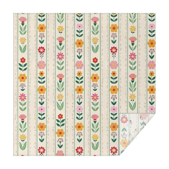 Pioneer Flower Floral Print Pattern Square Tablecloth,Waterproof Square Table Cover,Wipeable Spillproof Washable Table Cover for Home Kitchen Party Decor 52"x52"(132x132cm)