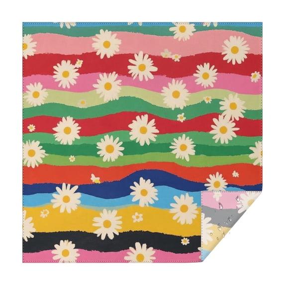 Pioneer Flower Floral Print Pattern Square Tablecloth,Waterproof Square Table Cover,Wipeable Spillproof Washable Table Cover for Home Kitchen Party Decor 60"x60"(152x152cm)