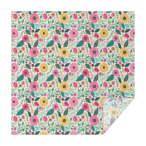 Pioneer Flower Floral Print Pattern Square Tablecloth,Waterproof Square Table Cover,Wipeable Spillproof Washable Table Cover for Home Kitchen Party Decor 60"x60"(152x152cm)
