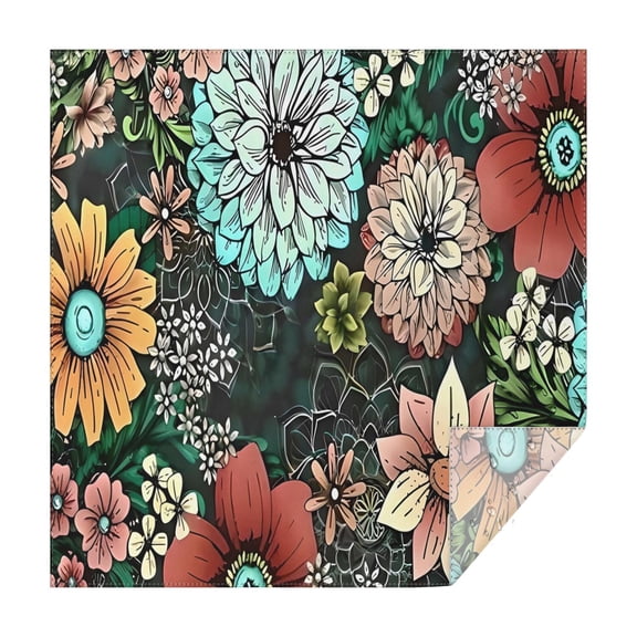 Pioneer Flower Floral Print Pattern Square Tablecloth,Waterproof Square Table Cover,Wipeable Spillproof Washable Table Cover for Home Kitchen Party Decor 42"X42"(107x107cm)
