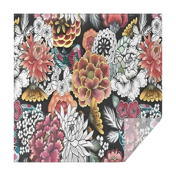 Pioneer Flower Floral Print Pattern Square Tablecloth,Waterproof Square Table Cover,Wipeable Spillproof Washable Table Cover for Home Kitchen Party Decor 60"x60"(152x152cm)