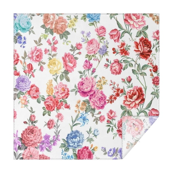 Pioneer Flower Floral Print Pattern Square Tablecloth,Waterproof Square Table Cover,Wipeable Spillproof Washable Table Cover for Home Kitchen Party Decor 42"X42"(107x107cm)