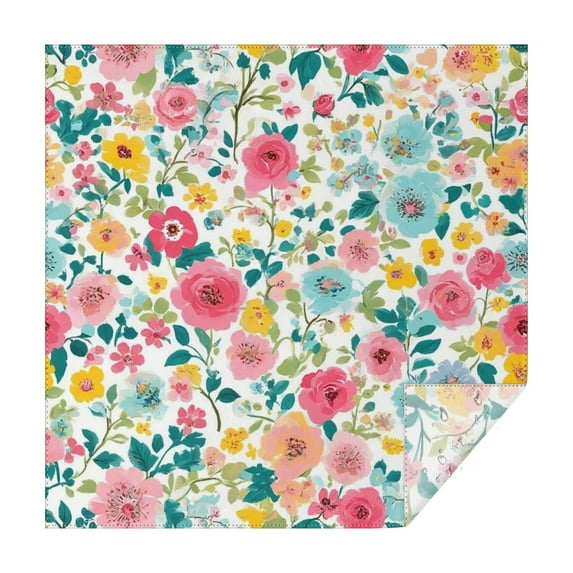 Pioneer Flower Floral Print Pattern Square Tablecloth,Waterproof Square Table Cover,Wipeable Spillproof Washable Table Cover for Home Kitchen Party Decor 60"x60"(152x152cm)