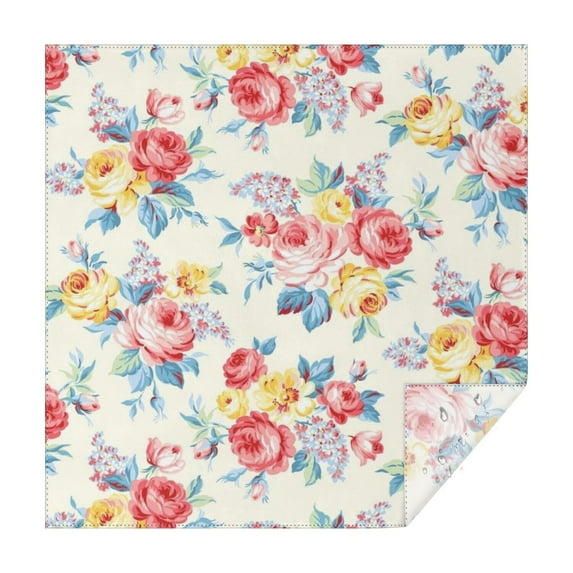 Pioneer Flower Floral Print Pattern Square Tablecloth,Waterproof Square Table Cover,Wipeable Spillproof Washable Table Cover for Home Kitchen Party Decor 42"X42"(107x107cm)