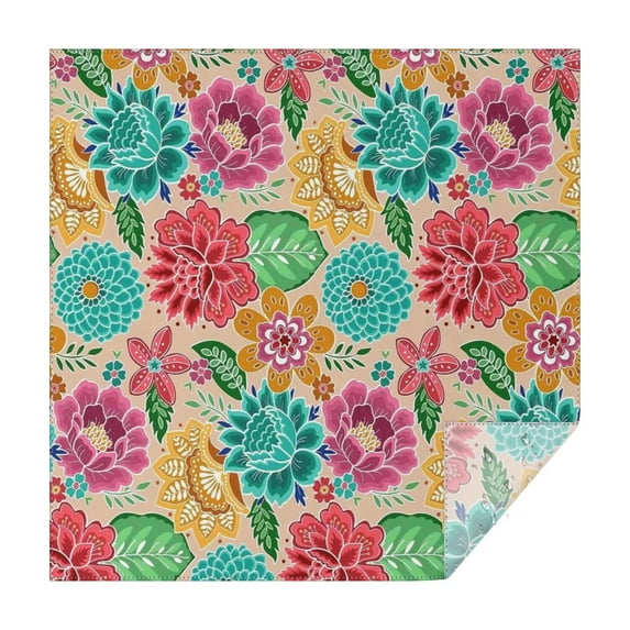 Pioneer Flower Floral Print Pattern Square Tablecloth,Waterproof Square Table Cover,Wipeable Spillproof Washable Table Cover for Home Kitchen Party Decor 42"X42"(107x107cm)