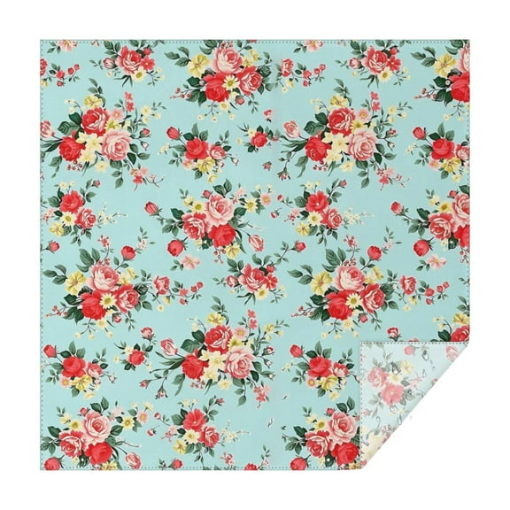 Pioneer Flower Floral Print Pattern Square Tablecloth,Waterproof Square Table Cover,Wipeable Spillproof Washable Table Cover for Home Kitchen Party Decor 52"x52"(132x132cm)