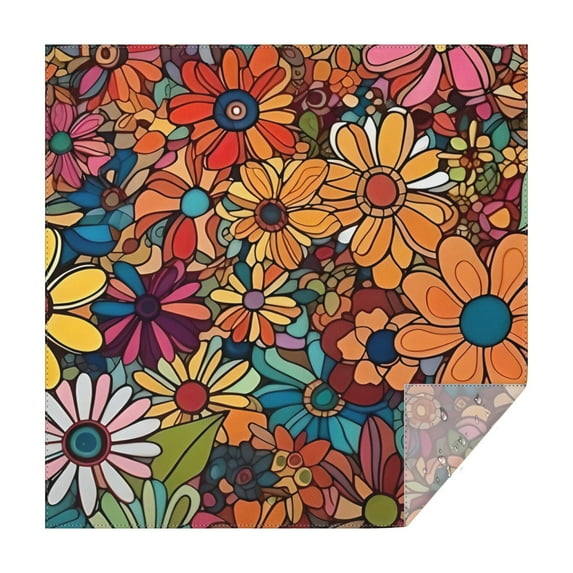 Pioneer Flower Floral Print Pattern Square Tablecloth,Waterproof Square Table Cover,Wipeable Spillproof Washable Table Cover for Home Kitchen Party Decor 42"X42"(107x107cm)