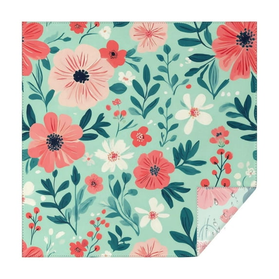 Pioneer Flower Floral Print Pattern Square Tablecloth,Waterproof Square Table Cover,Wipeable Spillproof Washable Table Cover for Home Kitchen Party Decor 42"X42"(107x107cm)