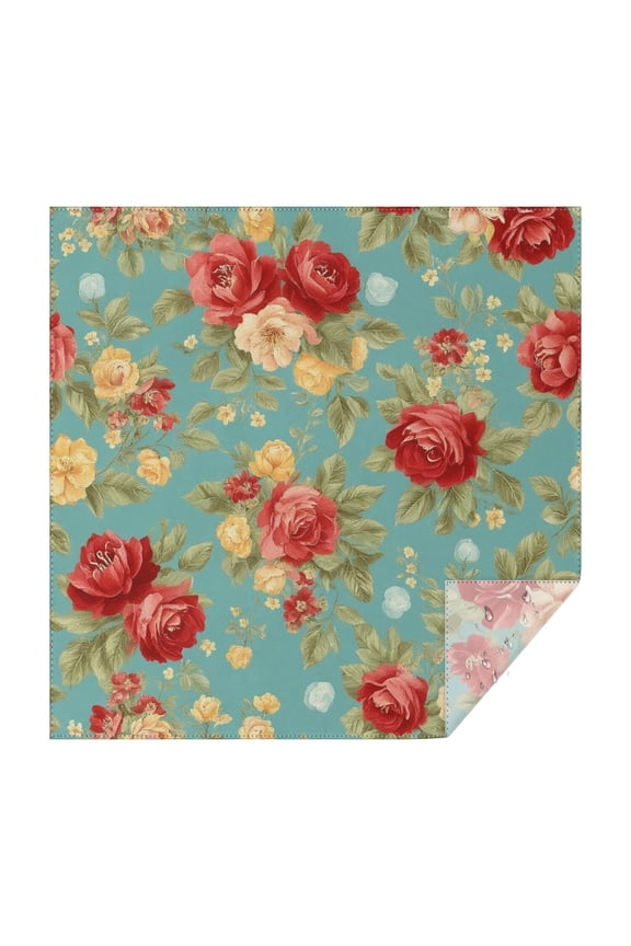 Pioneer Flower Floral Print Pattern Square Tablecloth,Waterproof Square Table Cover,Wipeable Spillproof Washable Table Cover for Home Kitchen Party Decor 42"X42"(107x107cm)