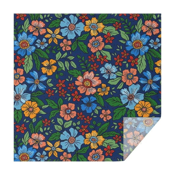 Pioneer Flower Floral Print Pattern Square Tablecloth,Waterproof Square Table Cover,Wipeable Spillproof Washable Table Cover for Home Kitchen Party Decor 52"x52"(132x132cm)