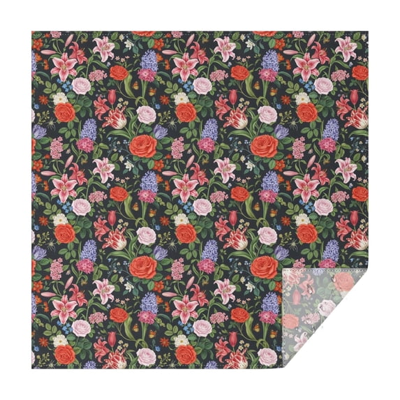 Pioneer Flower Floral Print Pattern Square Tablecloth, Waterproof Wipeable Spillproof Washable Table Cover for Home Kitchen Party and Daily Decor 42"x42"