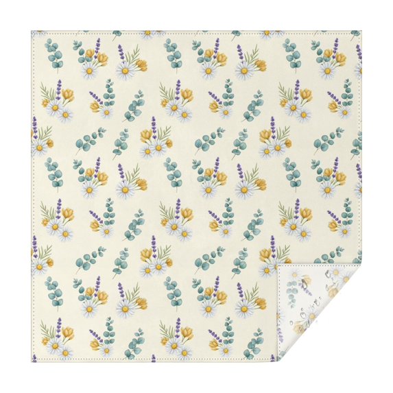 Pioneer Flower Floral Print Pattern Square Tablecloth, Waterproof Wipeable Spillproof Washable Table Cover for Home Kitchen Party and Daily Decor 42"x42"