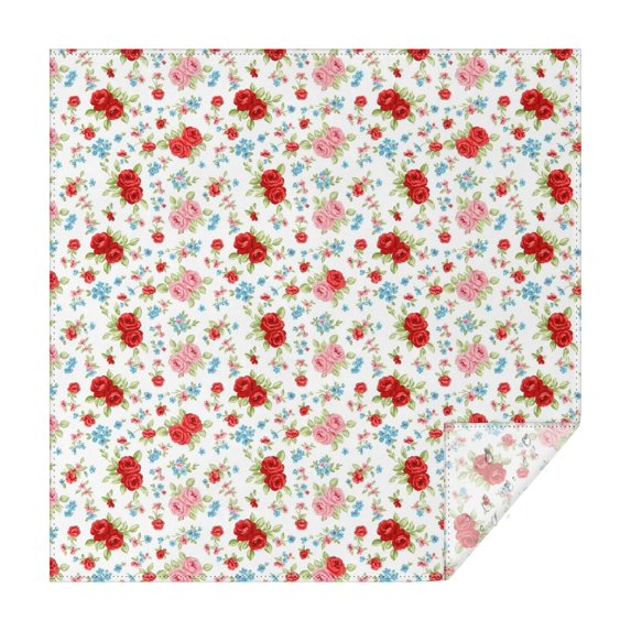 Pioneer Flower Floral Print Pattern Square Tablecloth, Waterproof Wipeable Spillproof Washable Table Cover for Home Kitchen Party and Daily Decor 42"x42"