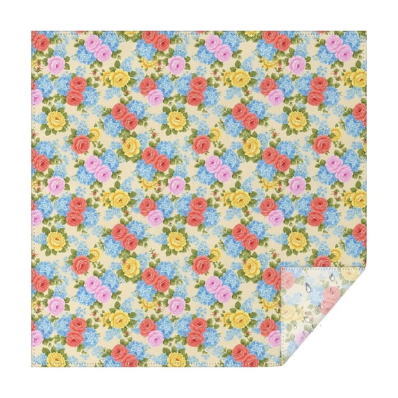 Pioneer Flower Floral Print Pattern Square Tablecloth, Waterproof Wipeable Spillproof Washable Table Cover for Home Kitchen Party and Daily Decor 42"x42"