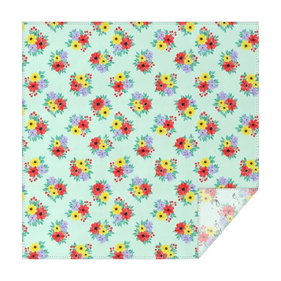 Pioneer Flower Floral Print Pattern Square Tablecloth, Waterproof Wipeable Spillproof Washable Table Cover for Home Kitchen Party and Daily Decor 42"x42"