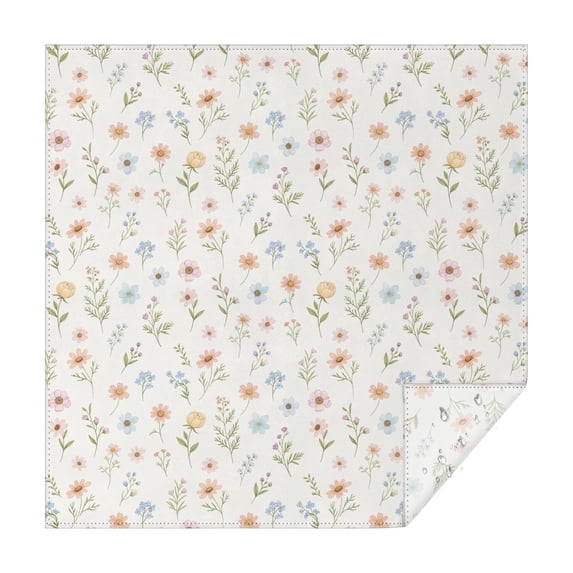 Pioneer Flower Floral Print Pattern Square Tablecloth, Waterproof Wipeable Spillproof Washable Table Cover for Home Kitchen Party and Daily Decor 42"x42"