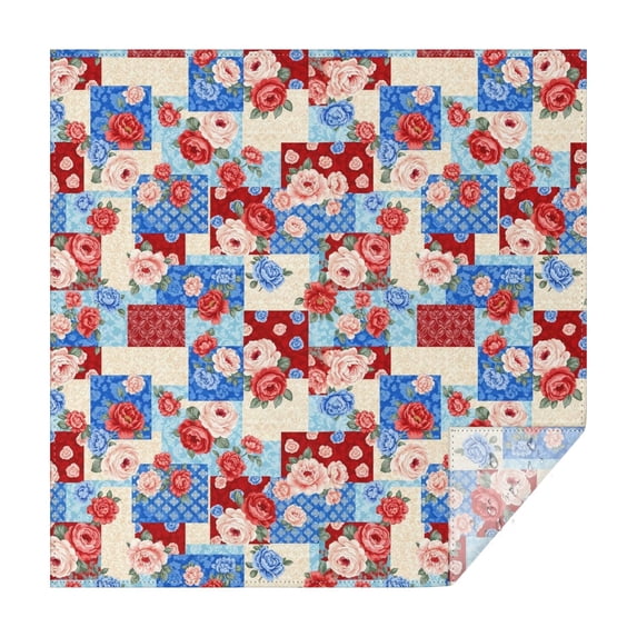Pioneer Flower Floral Print Pattern Square Tablecloth, Waterproof Wipeable Spillproof Washable Table Cover for Home Kitchen Party and Daily Decor 42"x42"
