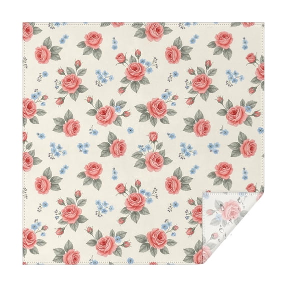 Pioneer Flower Floral Print Pattern Square Tablecloth, Waterproof Wipeable Spillproof Washable Table Cover for Home Kitchen Party and Daily Decor 42"x42"