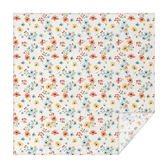 Pioneer Flower Floral Print Pattern Square Tablecloth, Waterproof Wipeable Spillproof Washable Table Cover for Home Kitchen Party and Daily Decor 42"x42"