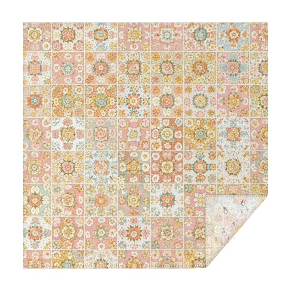 Pioneer Flower Floral Print Pattern Square Tablecloth, Waterproof Wipeable Spillproof Washable Table Cover for Home Kitchen Party and Daily Decor 42"x42"