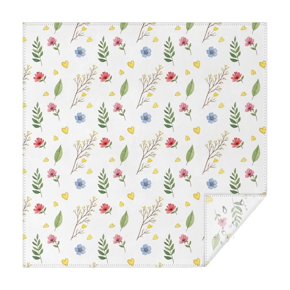 Pioneer Flower Floral Print Pattern Square Tablecloth, Waterproof Wipeable Spillproof Washable Table Cover for Home Kitchen Party and Daily Decor 42"x42"