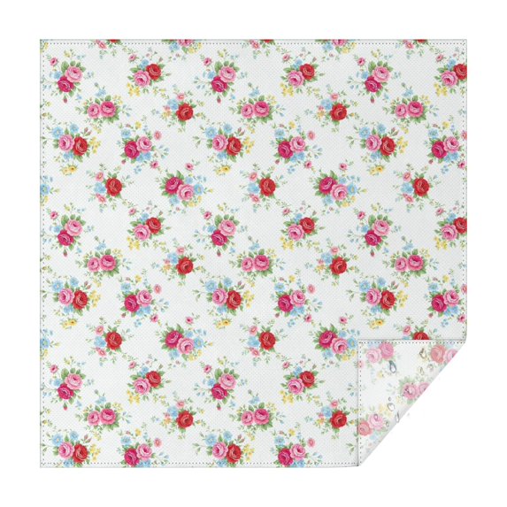 Pioneer Flower Floral Print Pattern Square Tablecloth, Waterproof Wipeable Spillproof Washable Table Cover for Home Kitchen Party and Daily Decor 42"x42"
