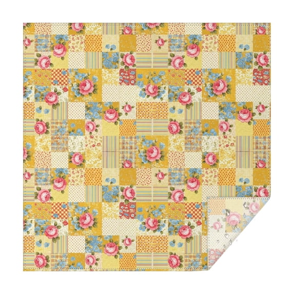Pioneer Flower Floral Print Pattern Square Tablecloth, Waterproof Wipeable Spillproof Washable Table Cover for Home Kitchen Party and Daily Decor 42"x42"