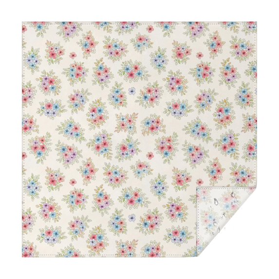 Pioneer Flower Floral Print Pattern Square Tablecloth, Waterproof Wipeable Spillproof Washable Table Cover for Home Kitchen Party and Daily Decor 42"x42"