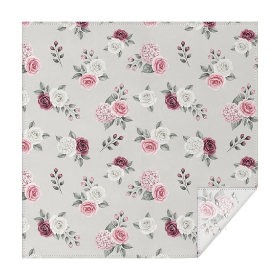 Pioneer Flower Floral Print Pattern Square Tablecloth, Waterproof Wipeable Spillproof Washable Table Cover for Home Kitchen Party and Daily Decor 42"x42"