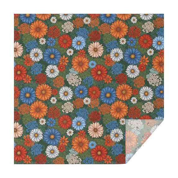 Pioneer Flower Floral Print Pattern Square Tablecloth, Waterproof Wipeable Spillproof Washable Table Cover for Home Kitchen Party and Daily Decor 52"x52"