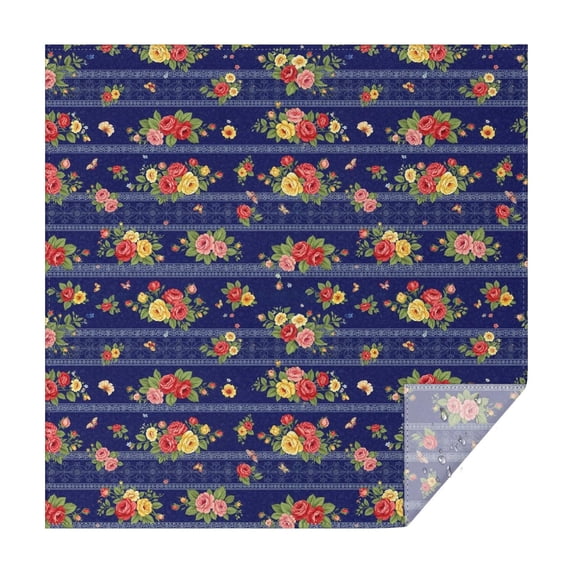 Pioneer Flower Floral Print Pattern Square Tablecloth, Waterproof Wipeable Spillproof Washable Table Cover for Home Kitchen Party and Daily Decor 52"x52"