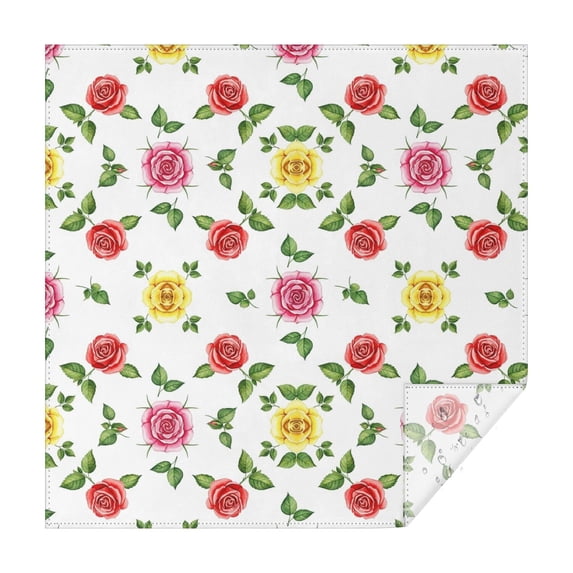 Pioneer Flower Floral Print Pattern Square Tablecloth, Waterproof Wipeable Spillproof Washable Table Cover for Home Kitchen Party and Daily Decor 52"x52"