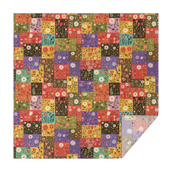 Pioneer Flower Floral Print Pattern Square Tablecloth, Waterproof Wipeable Spillproof Washable Table Cover for Home Kitchen Party and Daily Decor 52"x52"