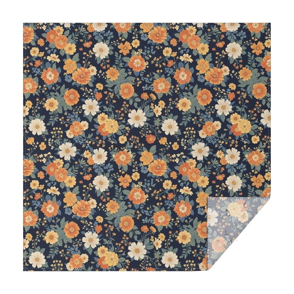 Pioneer Flower Floral Print Pattern Square Tablecloth, Waterproof Wipeable Spillproof Washable Table Cover for Home Kitchen Party and Daily Decor 52"x52"