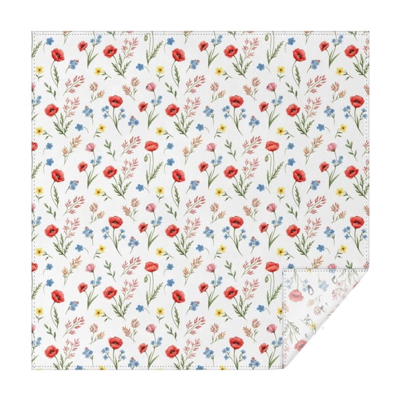Pioneer Flower Floral Print Pattern Square Tablecloth, Waterproof Wipeable Spillproof Washable Table Cover for Home Kitchen Party and Daily Decor 52"x52"