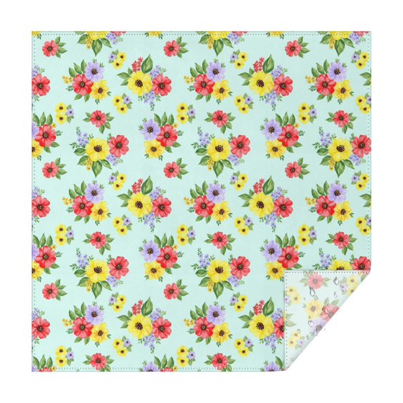 Pioneer Flower Floral Print Pattern Square Tablecloth, Waterproof Wipeable Spillproof Washable Table Cover for Home Kitchen Party and Daily Decor 52"x52"