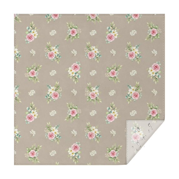 Pioneer Flower Floral Print Pattern Square Tablecloth, Waterproof Wipeable Spillproof Washable Table Cover for Home Kitchen Party and Daily Decor 60"x60"