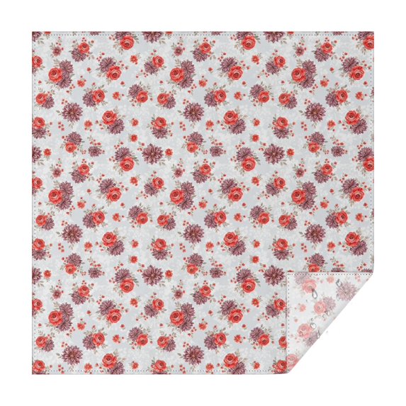Pioneer Flower Floral Print Pattern Square Tablecloth, Waterproof Wipeable Spillproof Washable Table Cover for Home Kitchen Party and Daily Decor 60"x60"