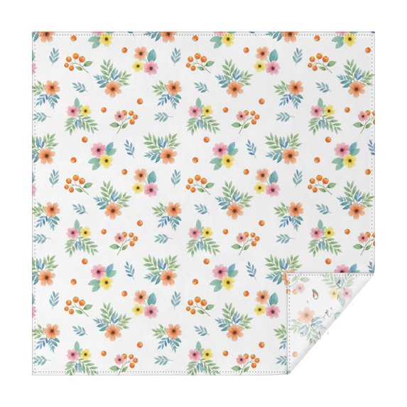 Pioneer Flower Floral Print Pattern Square Tablecloth, Waterproof Wipeable Spillproof Washable Table Cover for Home Kitchen Party and Daily Decor 60"x60"