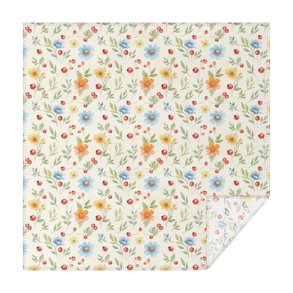 Pioneer Flower Floral Print Pattern Square Tablecloth, Waterproof Wipeable Spillproof Washable Table Cover for Home Kitchen Party and Daily Decor 60"x60"