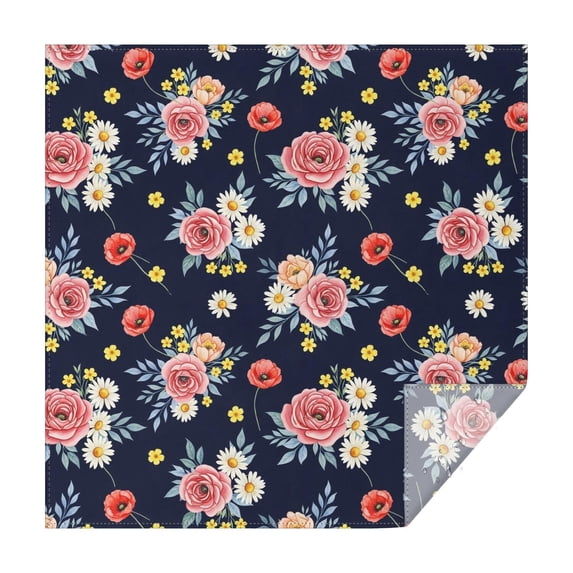 Pioneer Flower Floral Print Pattern Square Tablecloth, Waterproof Wipeable Spillproof Washable Table Cover for Home Kitchen Party and Daily Decor 60"x60"