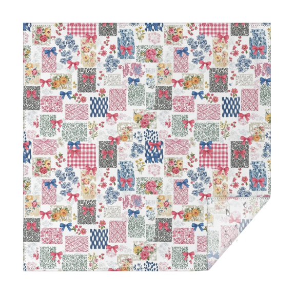 Pioneer Flower Floral Print Pattern Square Tablecloth, Waterproof Wipeable Spillproof Washable Table Cover for Home Kitchen Party and Daily Decor 60"x60"