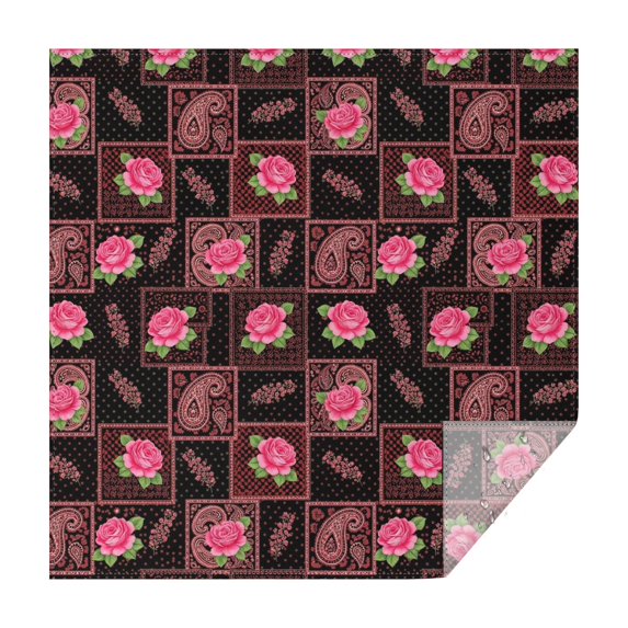 Pioneer Flower Floral Print Pattern Square Tablecloth, Waterproof Wipeable Spillproof Washable Table Cover for Home Kitchen Party and Daily Decor 60"x60"