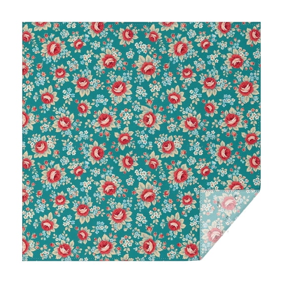 Pioneer Flower Floral Print Pattern Square Tablecloth, Waterproof Wipeable Spillproof Washable Table Cover for Home Kitchen Party and Daily Decor 60"x60"