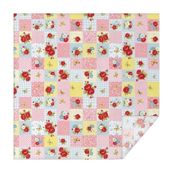 Pioneer Flower Floral Print Pattern Square Tablecloth, Waterproof Wipeable Spillproof Washable Table Cover for Home Kitchen Party and Daily Decor 60"x60"
