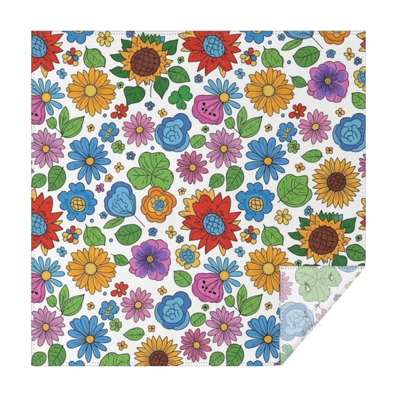 Pioneer Flower Floral Print Pattern Square Tablecloth, Waterproof Wipeable Spillproof Washable Table Cover for Home Kitchen Party and Daily Decor 60"x60"