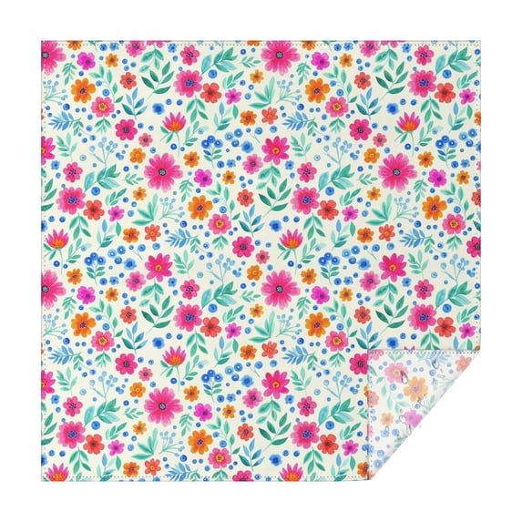 Pioneer Flower Floral Print Pattern Square Tablecloth, Waterproof Wipeable Spillproof Washable Table Cover for Home Kitchen Party and Daily Decor 60"x60"