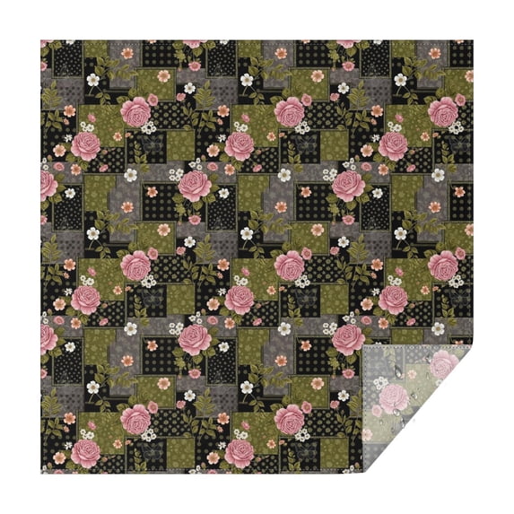 Pioneer Flower Floral Print Pattern Square Tablecloth, Waterproof Wipeable Spillproof Washable Table Cover for Home Kitchen Party and Daily Decor 60"x60"