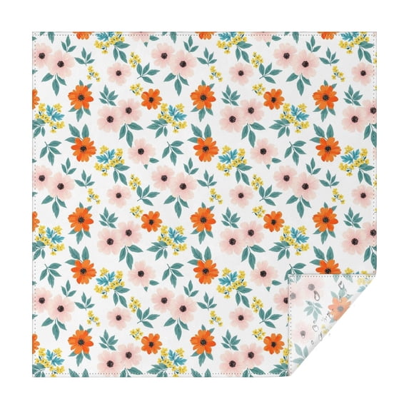 Pioneer Flower Floral Print Pattern Square Tablecloth, Waterproof Wipeable Spillproof Washable Table Cover for Home Kitchen Party and Daily Decor 60"x60"